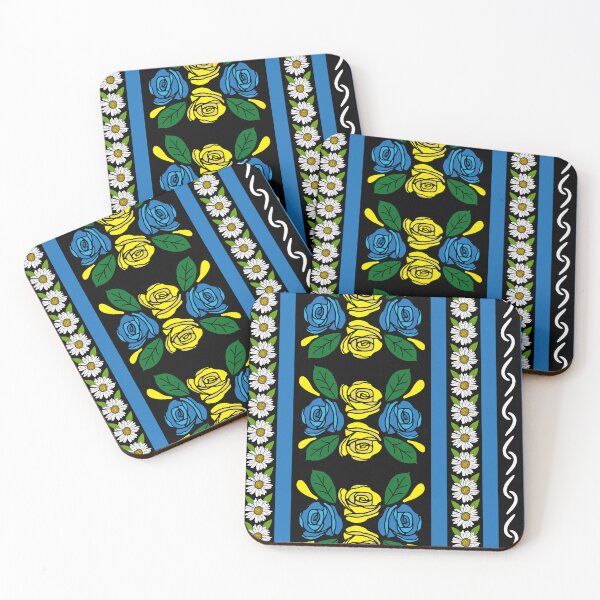Item preview, Canal Boat Narrowboat Blue Yellow Roses Pattern designed and sold by HotHibiscus.