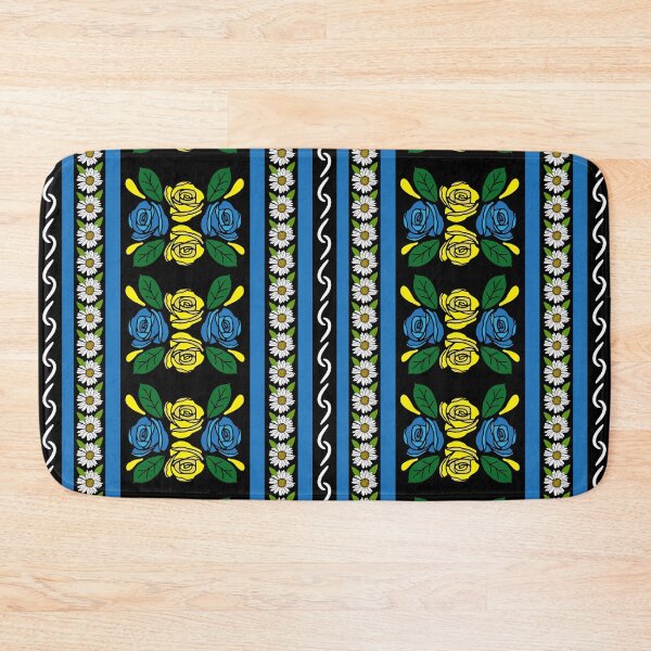 Item preview, Canal Boat Narrowboat Blue Yellow Roses Pattern designed and sold by HotHibiscus.