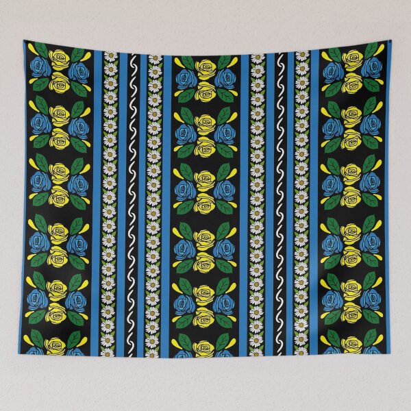 Item preview, Canal Boat Narrowboat Blue Yellow Roses Pattern designed and sold by HotHibiscus.