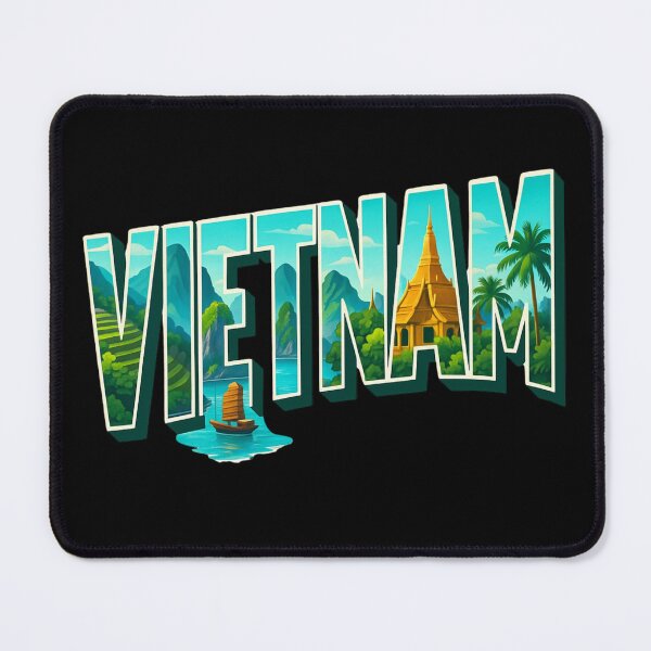 Item preview, Vietnam - Rice Fields & Bay View Typography Art designed and sold by Myra365Art.