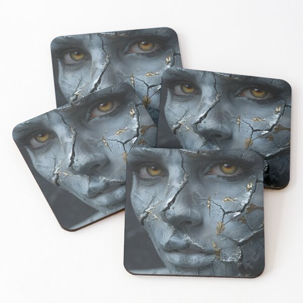 Item preview, Abstract Cracked Face with Golden Accents designed and sold by Artessie.