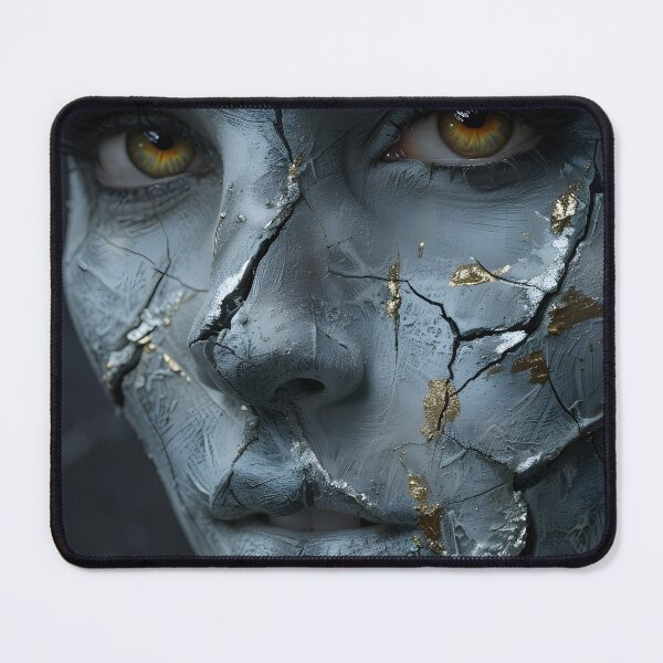 Item preview, Abstract Cracked Face with Golden Accents designed and sold by Artessie.