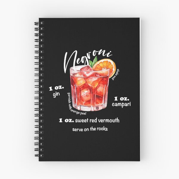 Item preview, Negroni cocktail white recipe watercolor designed and sold by EmeraldeaArt.