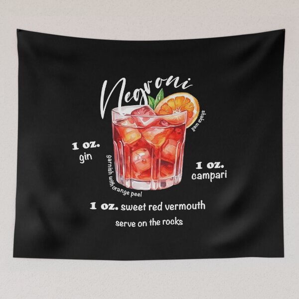 Item preview, Negroni cocktail white recipe watercolor designed and sold by EmeraldeaArt.