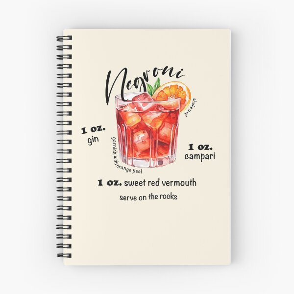 Item preview, Negroni cocktail recipe watercolor designed and sold by EmeraldeaArt.