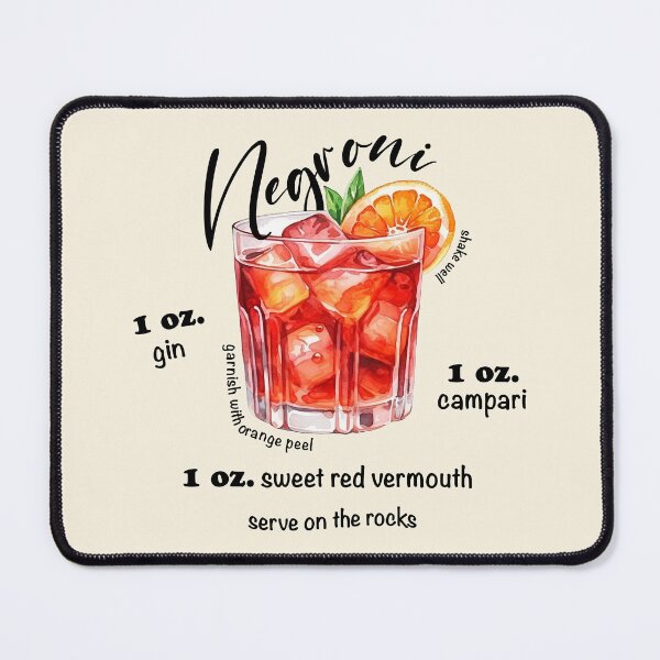 Item preview, Negroni cocktail recipe watercolor designed and sold by EmeraldeaArt.