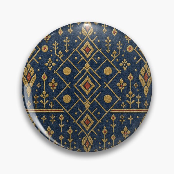 Item preview, Thai Traditional Textile Pattern – Elegant Gold & Indigo Design designed and sold by nattadesignart.