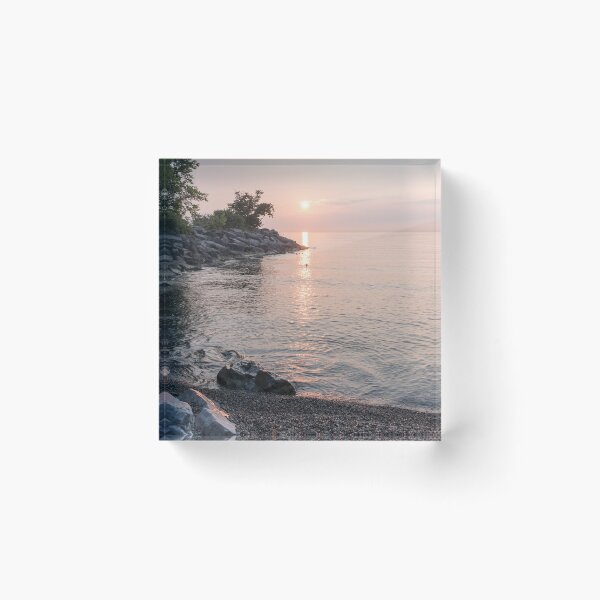 Item preview, Peninsular Sunrise - Rough Riprap Boulders and Glossy Lake Ontario designed and sold by Georgia Mizuleva.