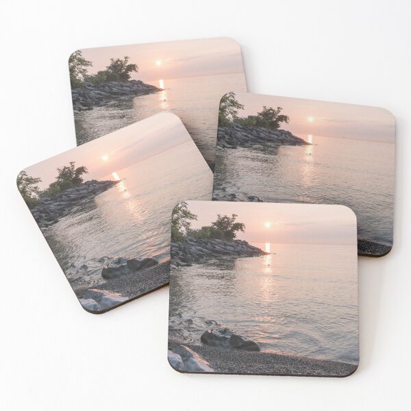 Item preview, Peninsular Sunrise - Rough Riprap Boulders and Glossy Lake Ontario designed and sold by Georgia Mizuleva.