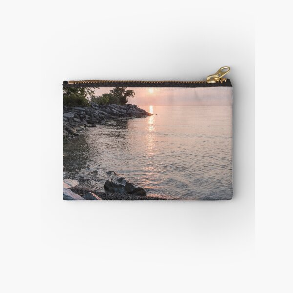 Item preview, Peninsular Sunrise - Rough Riprap Boulders and Glossy Lake Ontario designed and sold by Georgia Mizuleva.