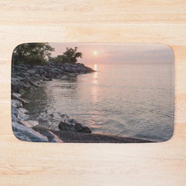 Item preview, Peninsular Sunrise - Rough Riprap Boulders and Glossy Lake Ontario designed and sold by Georgia Mizuleva.