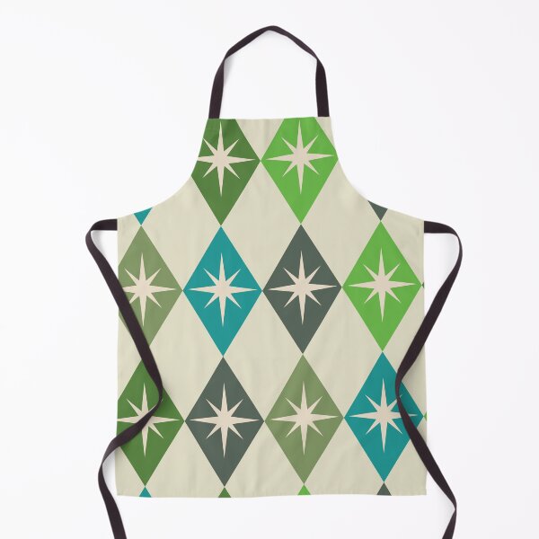 Item preview, Mid Century Starbursts on Harlequin Diamonds in sage green, teal and lime green designed and sold by Yasminepatterns .