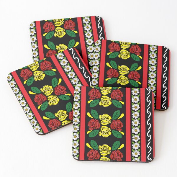 Item preview, Canal Boat Narrowboat Red Yellow Roses Pattern designed and sold by HotHibiscus.