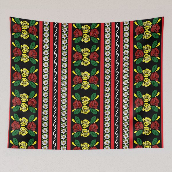 Item preview, Canal Boat Narrowboat Red Yellow Roses Pattern designed and sold by HotHibiscus.