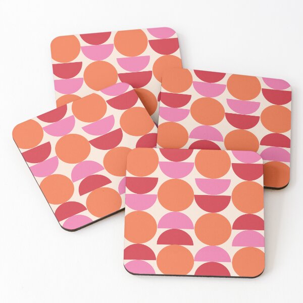 Item preview, Mid Century Geometric Circles and Half Circles in Orange, Pink and red  designed and sold by Yasminepatterns .