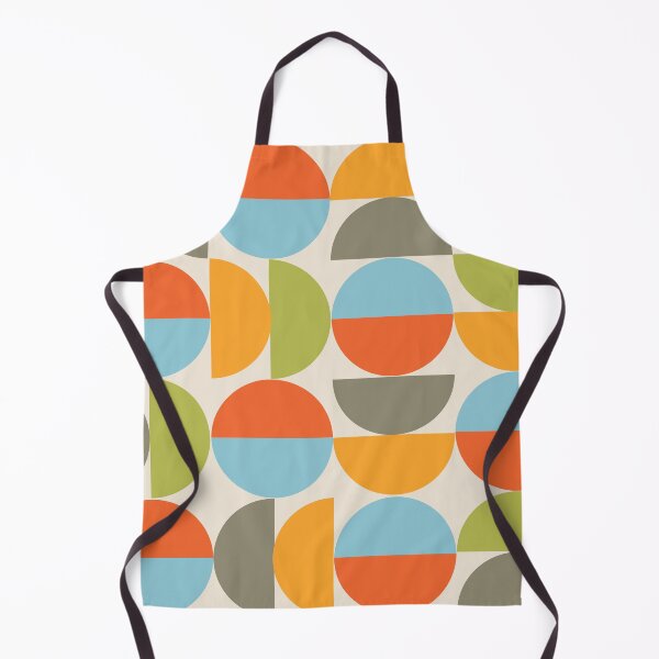 Item preview, Mid Century Geometric Half circles pattern in orange, khaki, red, cyan and green designed and sold by Yasminepatterns .