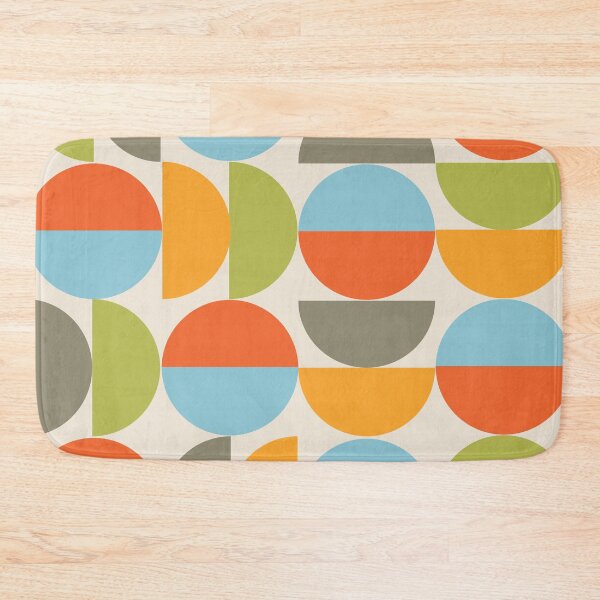 Item preview, Mid Century Geometric Half circles pattern in orange, khaki, red, cyan and green designed and sold by Yasminepatterns .