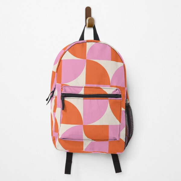 Item preview, Mid Century Semi Circles Geometric Pattern in Pink and Orange designed and sold by Yasminepatterns .