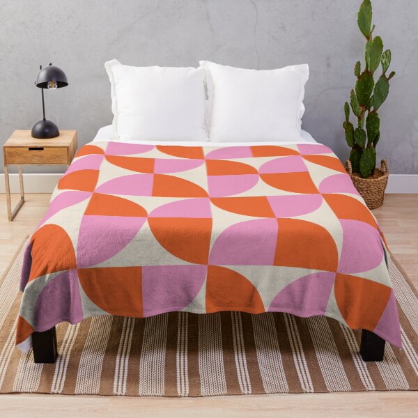 Item preview, Mid Century Semi Circles Geometric Pattern in Pink and Orange designed and sold by Yasminepatterns .