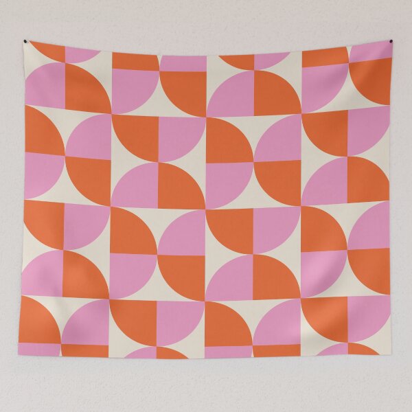 Item preview,  Mid Century Semi Circles Geometric Pattern  in Pink and Orange  designed and sold by Yasminepatterns .