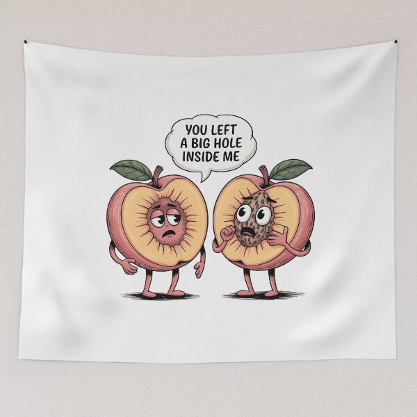 Item preview, You Left a Big Hole Inside Me – Cute Peach Cartoon designed and sold by DARK_NOVA.