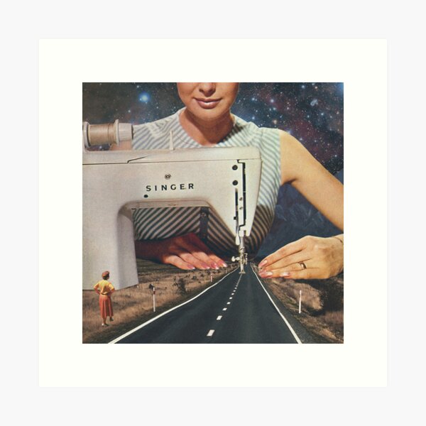 Aperçu de l'œuvre C'est ainsi qu'une route se construit - Machine à coudre créée et vendue par Vertigo Artography.