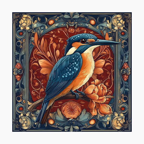 Aperçu de l'œuvre Martin-pêcheur Art Nouveau créée et vendue par thewandswant.