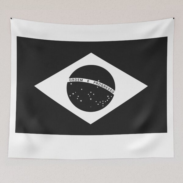 Item preview, Black and White Brazil Flag designed and sold by Starstacks.