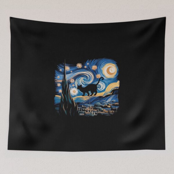 Item preview, Black Cat Van Gogh Art Student Memes designed and sold by CandyVenom.