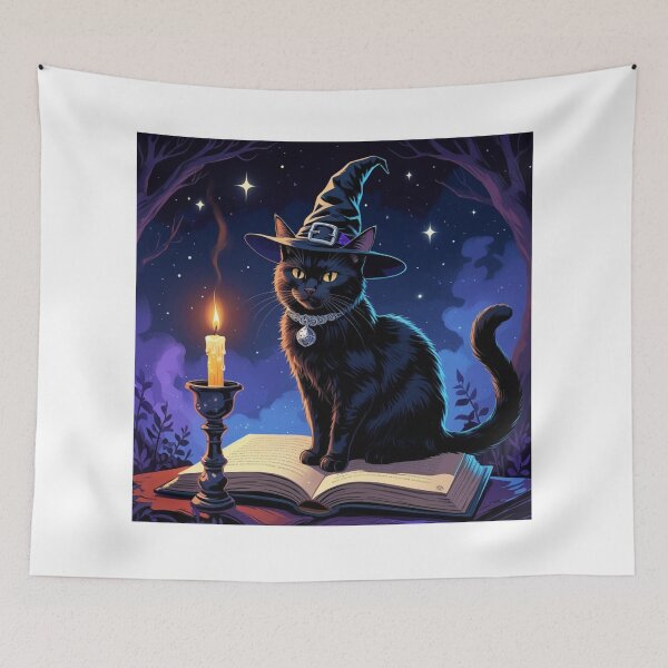 Item preview, Witch’s Black Cat with Spell book designed and sold by RainyShop32.