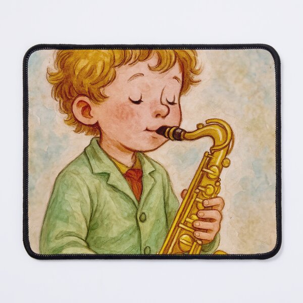 Item preview, A boy plays the saxophone designed and sold by Steffani Lehmann.