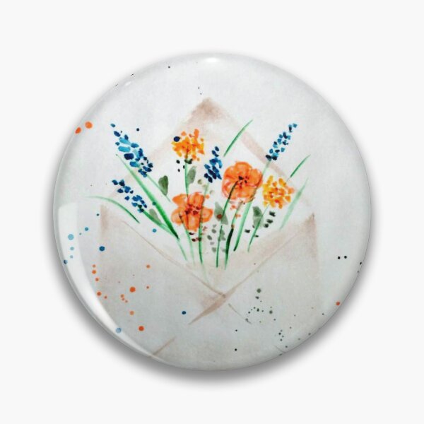 Item preview, Orange n Blue Flower Envelope Original Watercolor designed and sold by GwendolynLee.