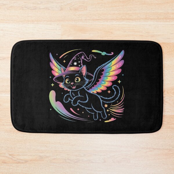 Item preview, Flying Witch Cat with Rainbow Wings – Funny Halloween designed and sold by WikaKowalczyk.