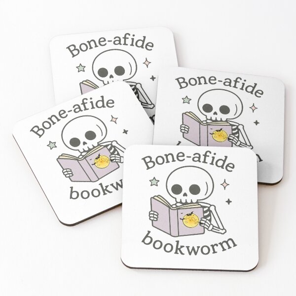 Item preview, Cute Skeleton Reading Sticker  - "Bone-afide Bookworm" Quote Pastel Halloween designed and sold by SearionStudio.