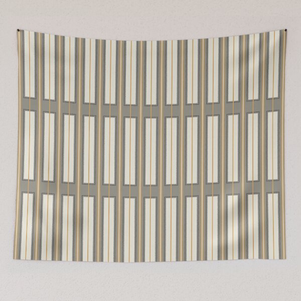 Item preview, Geometric Minimal Geo Box Neutral Striped Pattern in Gray Cream Ochre designed and sold by kierkegaard.