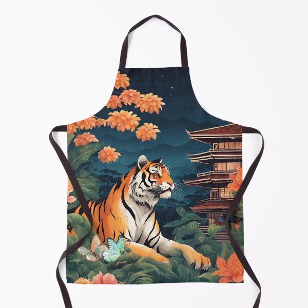 Item preview, Tiger and butterfly, plants, flowers, nature, pagoda, China designed and sold by Sugar Wisdom .