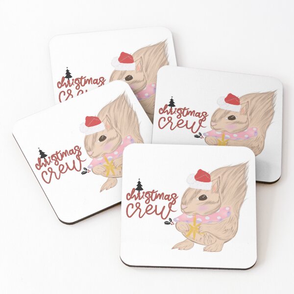 Item preview, Christmas Theme Christmas Crew Squirrel – Cute Santa Hat Woodland Animal Art designed and sold by Miza Drops.