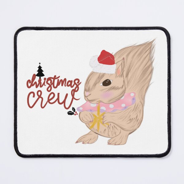 Item preview, Christmas Theme Christmas Crew Squirrel – Cute Santa Hat Woodland Animal Art designed and sold by Miza Drops.