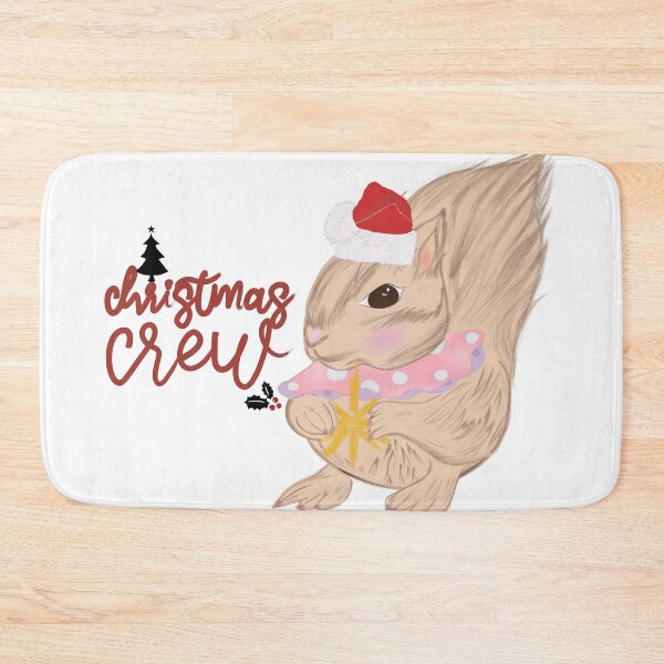 Item preview, Christmas Theme Christmas Crew Squirrel – Cute Santa Hat Woodland Animal Art designed and sold by Miza Drops.