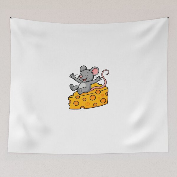 Item preview, Cheesy Joy – Happy Mouse Cartoon Illustration designed and sold by Art-Tacos.
