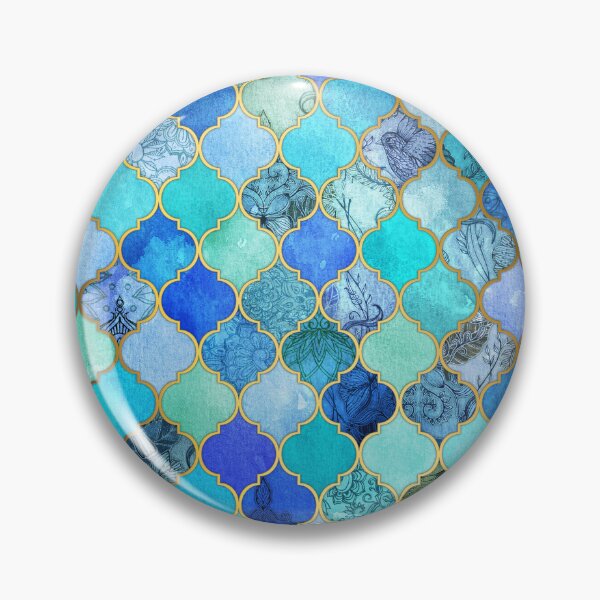Item preview, Cobalt Blue, Aqua & Gold Decorative Moroccan Tile Pattern designed and sold by micklyn.