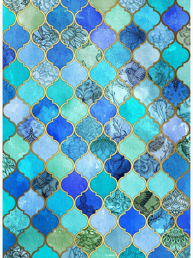 Society6 ケース Cobalt Blue, Aqua & Gold Decorative Moroccan Cobalt Blue, Aqua & Gold Decorative Moroccan Tile Pattern