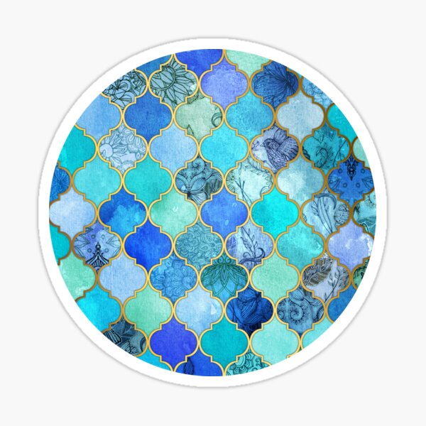 Item preview, Cobalt Blue, Aqua & Gold Decorative Moroccan Tile Pattern designed and sold by micklyn.