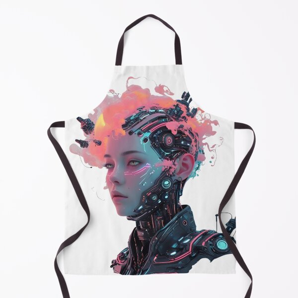 Item preview, Neon Mind – Cyberpunk Female AI Portrait designed and sold by Pixel--Threads.