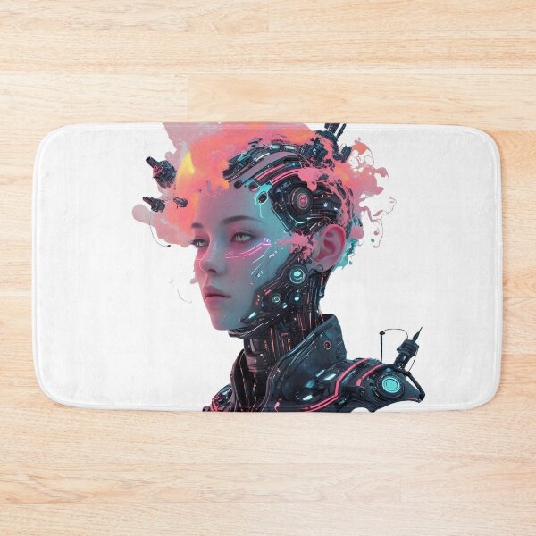 Item preview, Neon Mind – Cyberpunk Female AI Portrait designed and sold by Pixel--Threads.