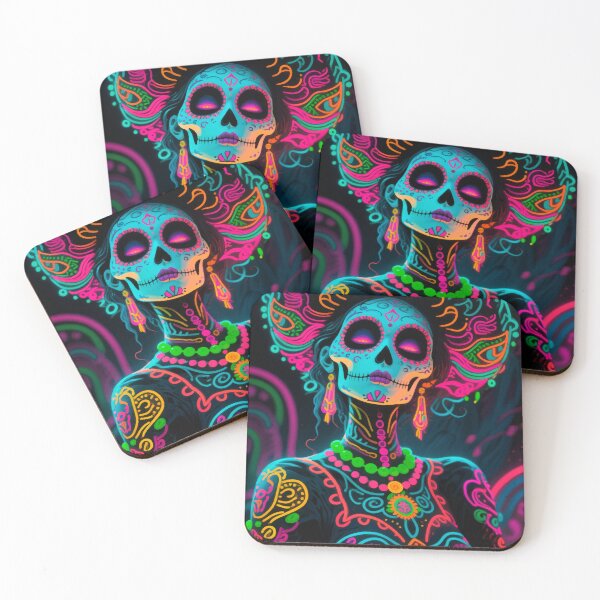 Item preview, Catrina Neon Art – Day of the Dead Inspired Illustration designed and sold by  Ojo de Lilith.