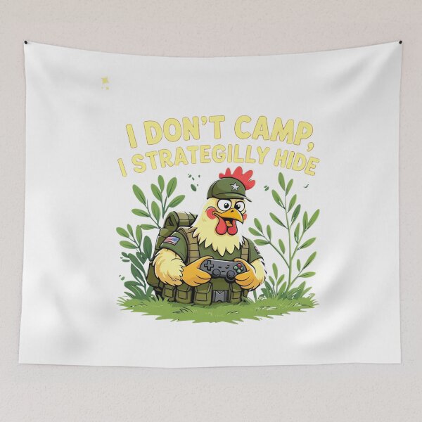 Item preview, I Don’t Camp, I Strategilly Hide – Funny Chicken Gamer Design designed and sold by TheTeeSpark.