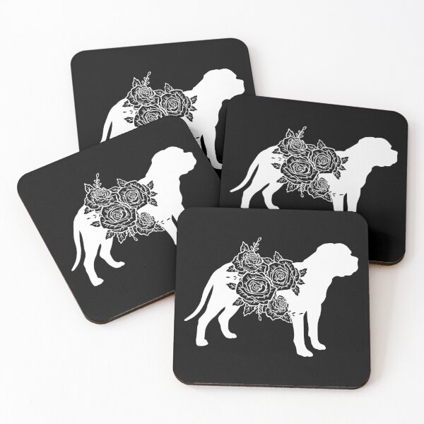 Item preview, Floral Mastiff Silhouette – White Dog with Roses Design designed and sold by EmeraldeaArt.