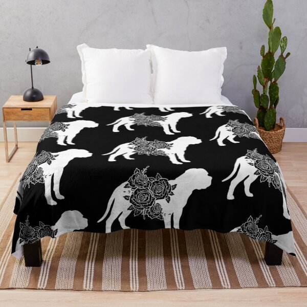 Item preview, Floral Mastiff Silhouette – White Dog with Roses Design designed and sold by EmeraldeaArt.