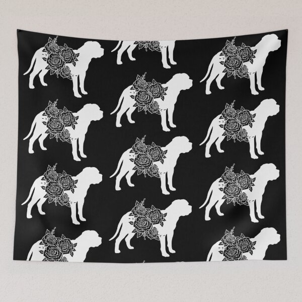 Item preview, Floral Mastiff Silhouette – White Dog with Roses Design designed and sold by EmeraldeaArt.